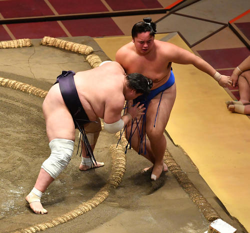 照ノ富士（左）は琴勝峰を寄り切りで破る（撮影・柴田隆二）