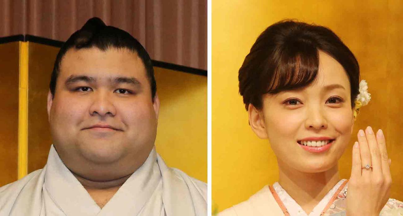 高安（左）と妻の杜このみ（19年10月撮影）