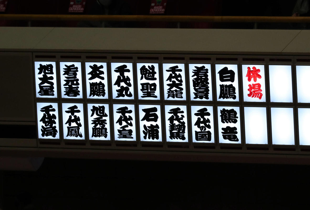大相撲初場所初日の休場力士（撮影・河田真司）