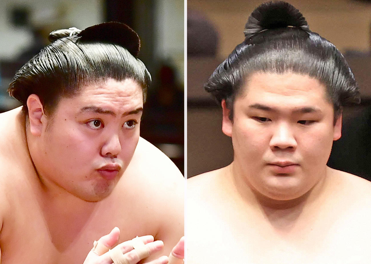 新入幕の一山本（左）と返り入幕の宇良
