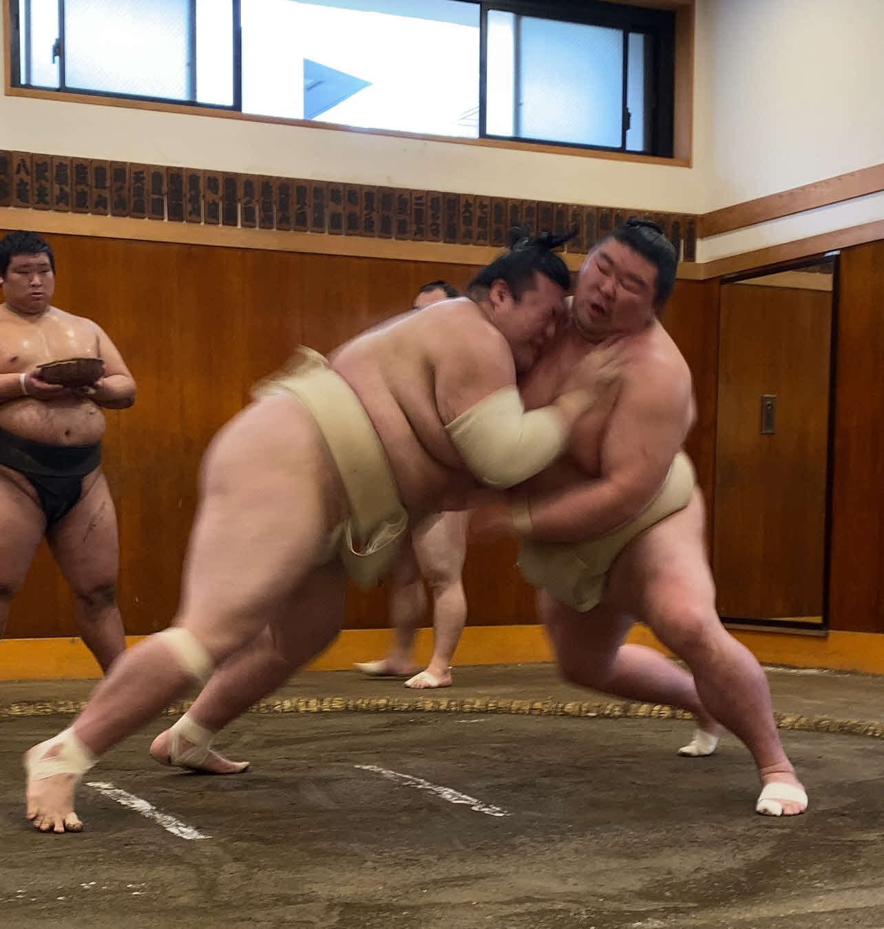豊山と三番稽古を行う正代（右）（日本相撲協会提供）