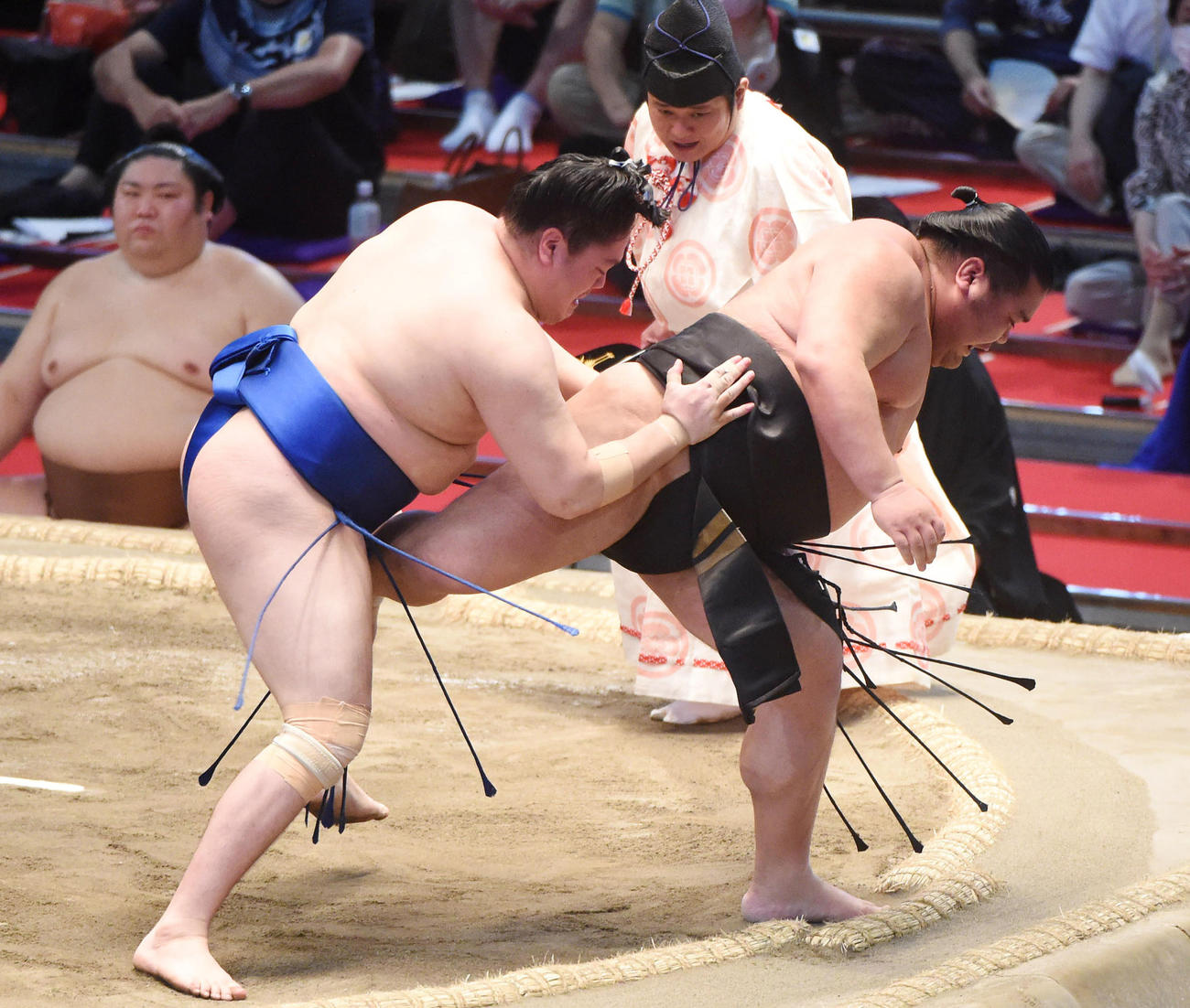 大相撲名古屋場所千秋楽　一山本（左）は千代ノ皇を送り出しで破る（撮影・森本幸一）