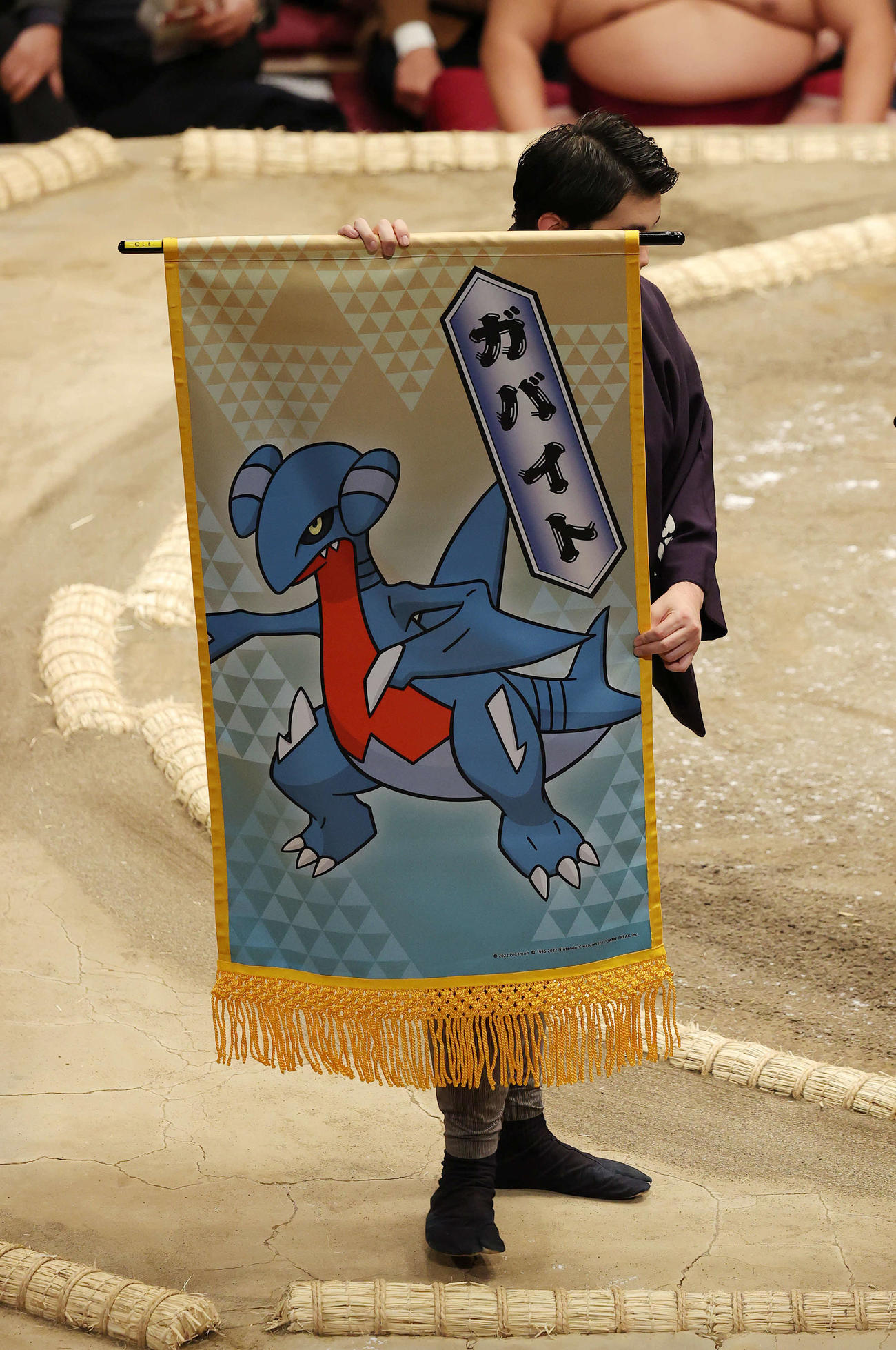 ほらあなポケモン「ガバイト」の懸賞幕（撮影・河野匠）