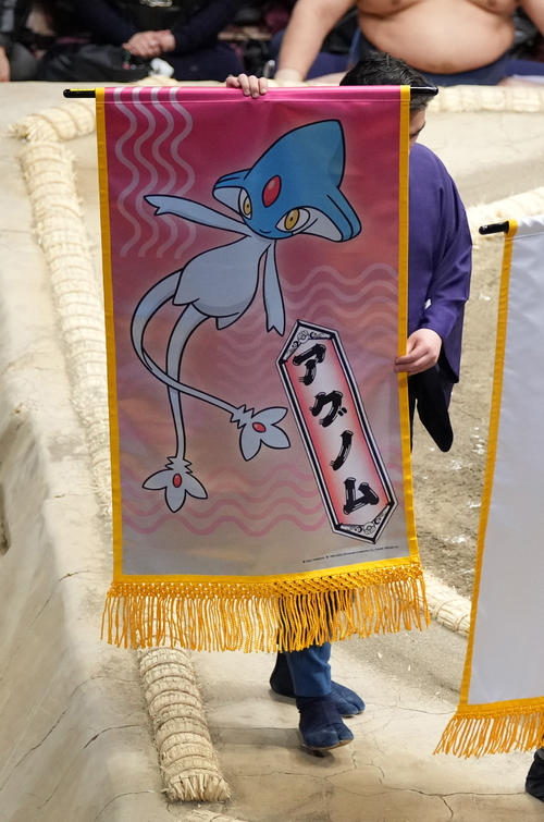 いしポケモン　アグノムの懸賞旗（撮影・小沢裕）