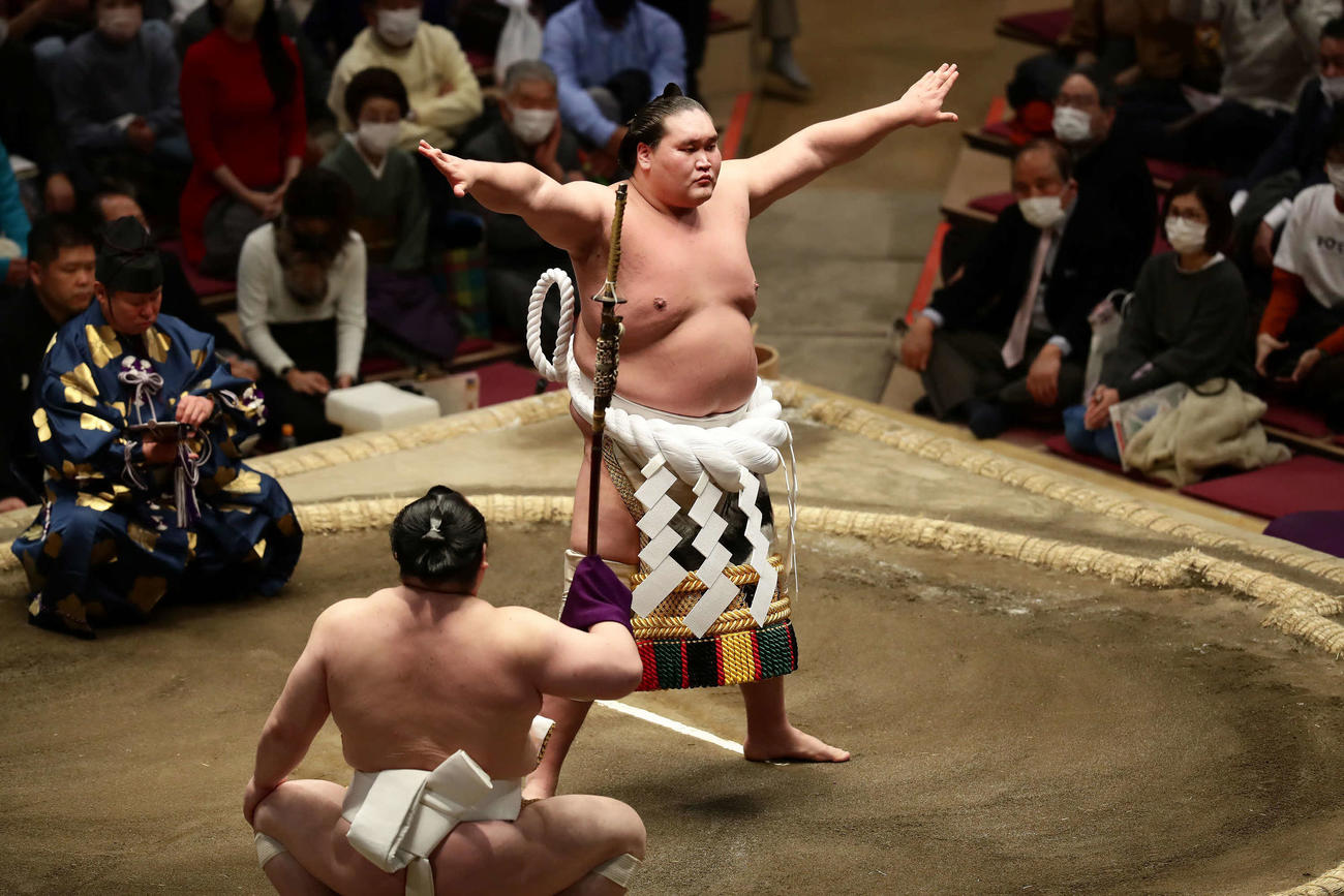 横綱照ノ富士の土俵入り（撮影・丹羽敏通）