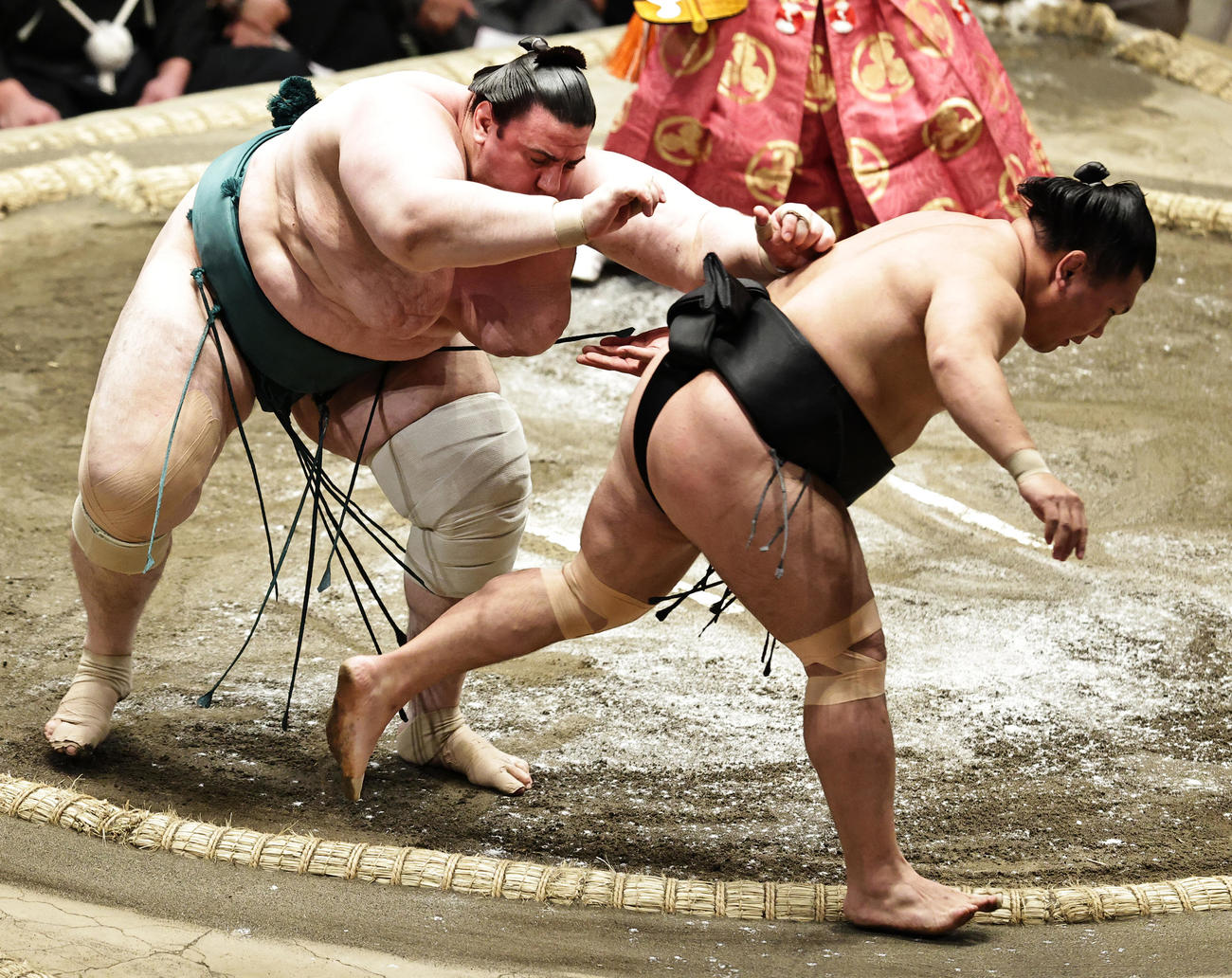 照強（右）を送り出しで破る碧山（撮影・中島郁夫）