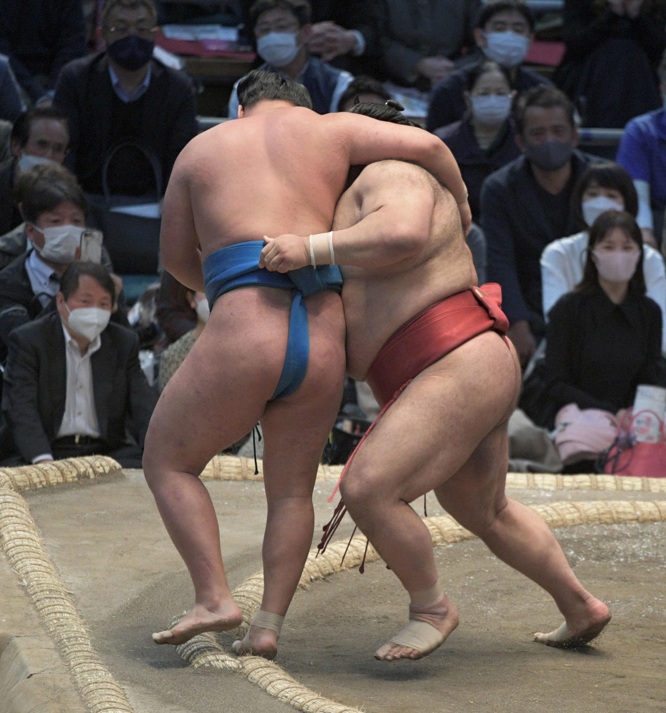 高安が豊昇龍を寄り切る（撮影・渦原淳）