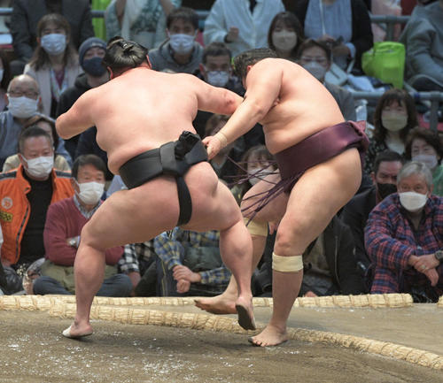正代が遠藤を破る(撮影・渦原淳)