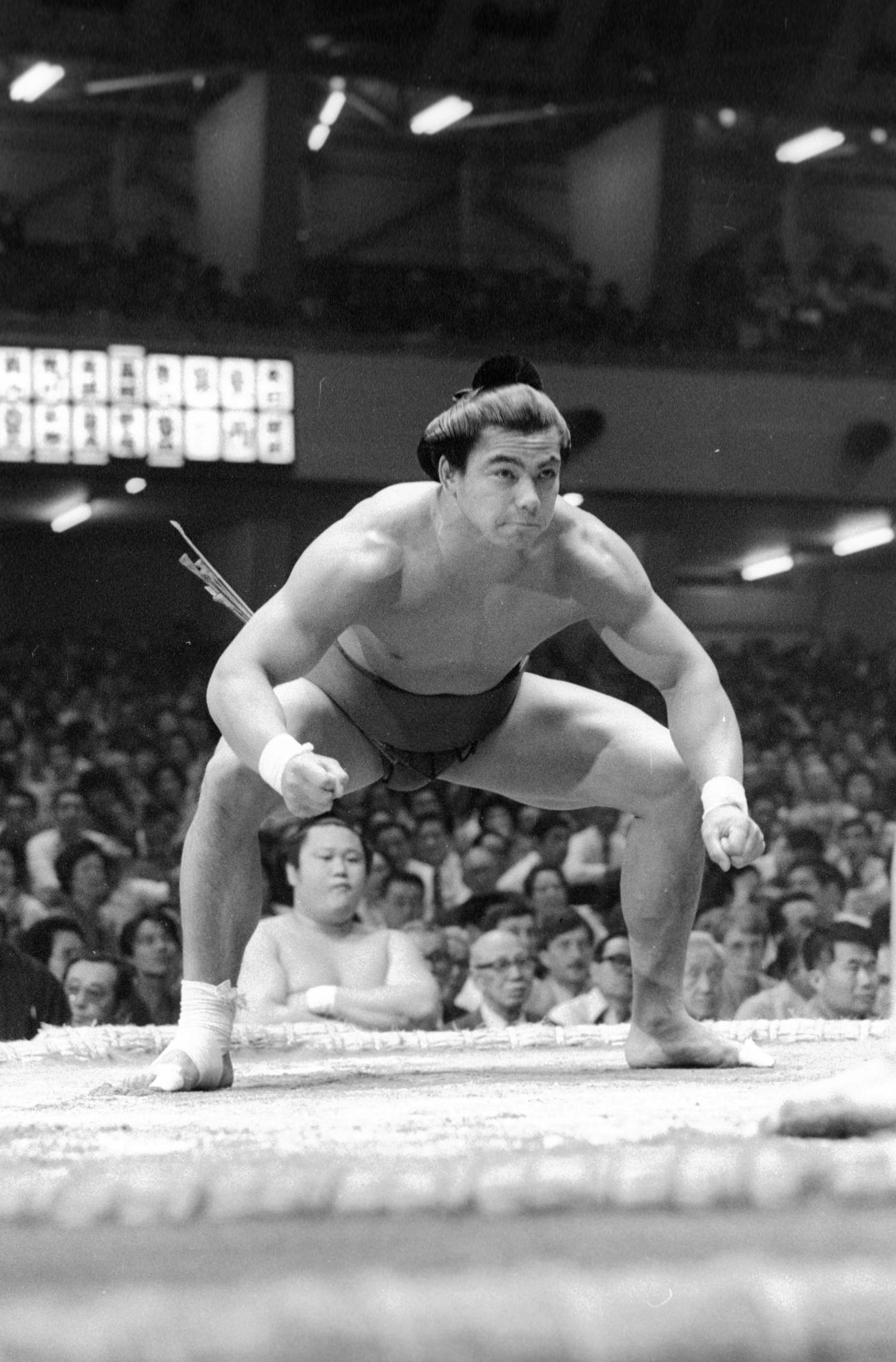 夏場所4日目、東前頭5枚目の千代の富士（1978年5月10日撮影）