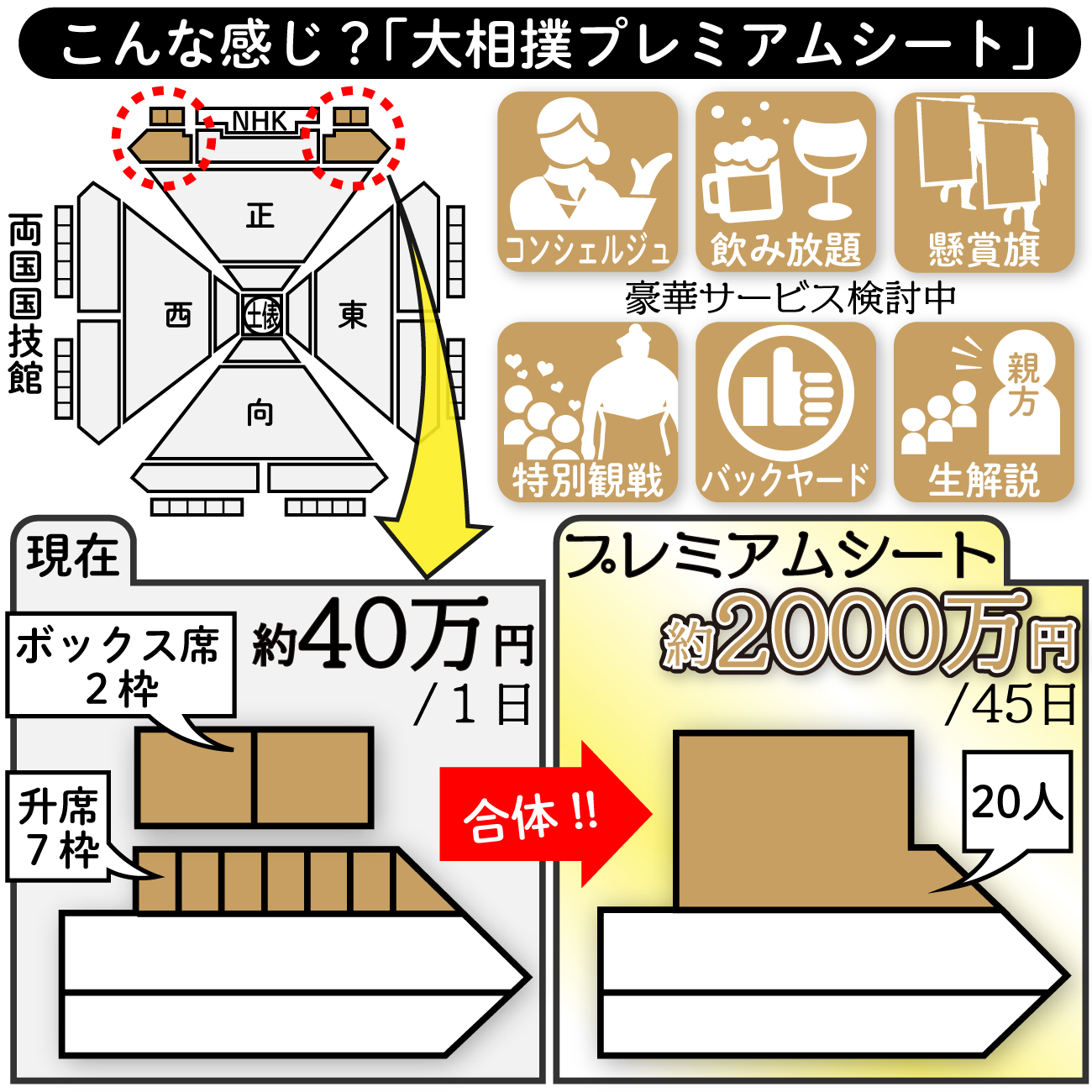【イラスト】こんな感じ？大相撲プレミアムシート