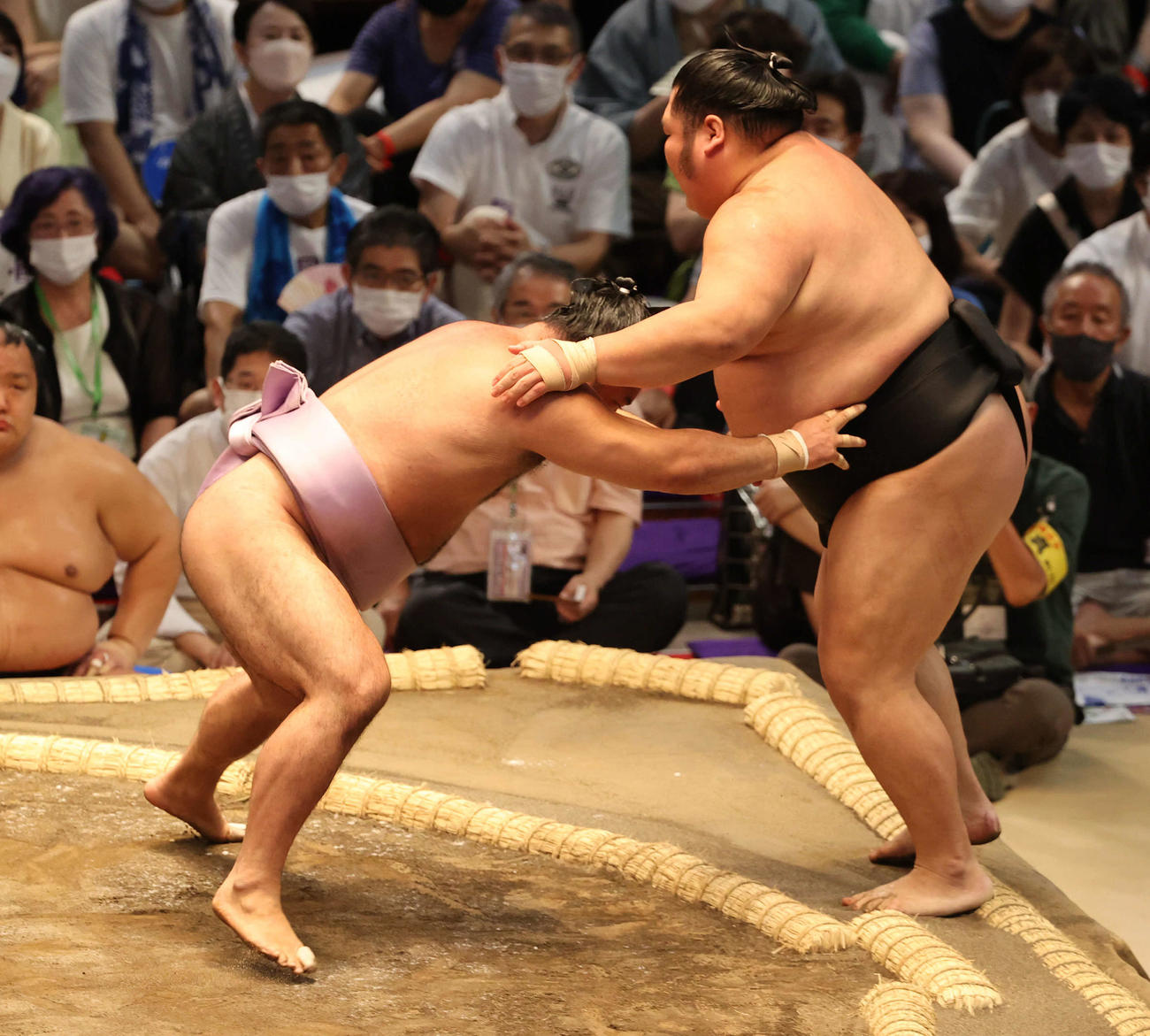 千代大龍を押し出す琴恵光　（撮影・渦原淳）