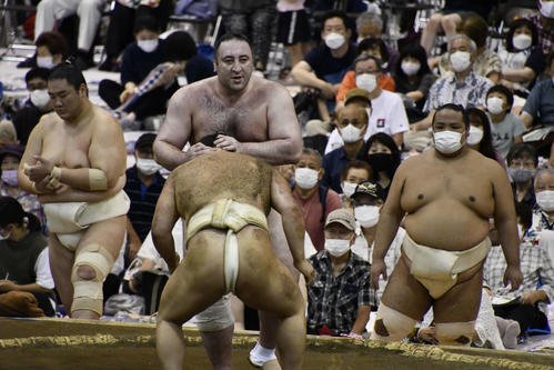 稽古に励む栃ノ心（撮影・平山連）