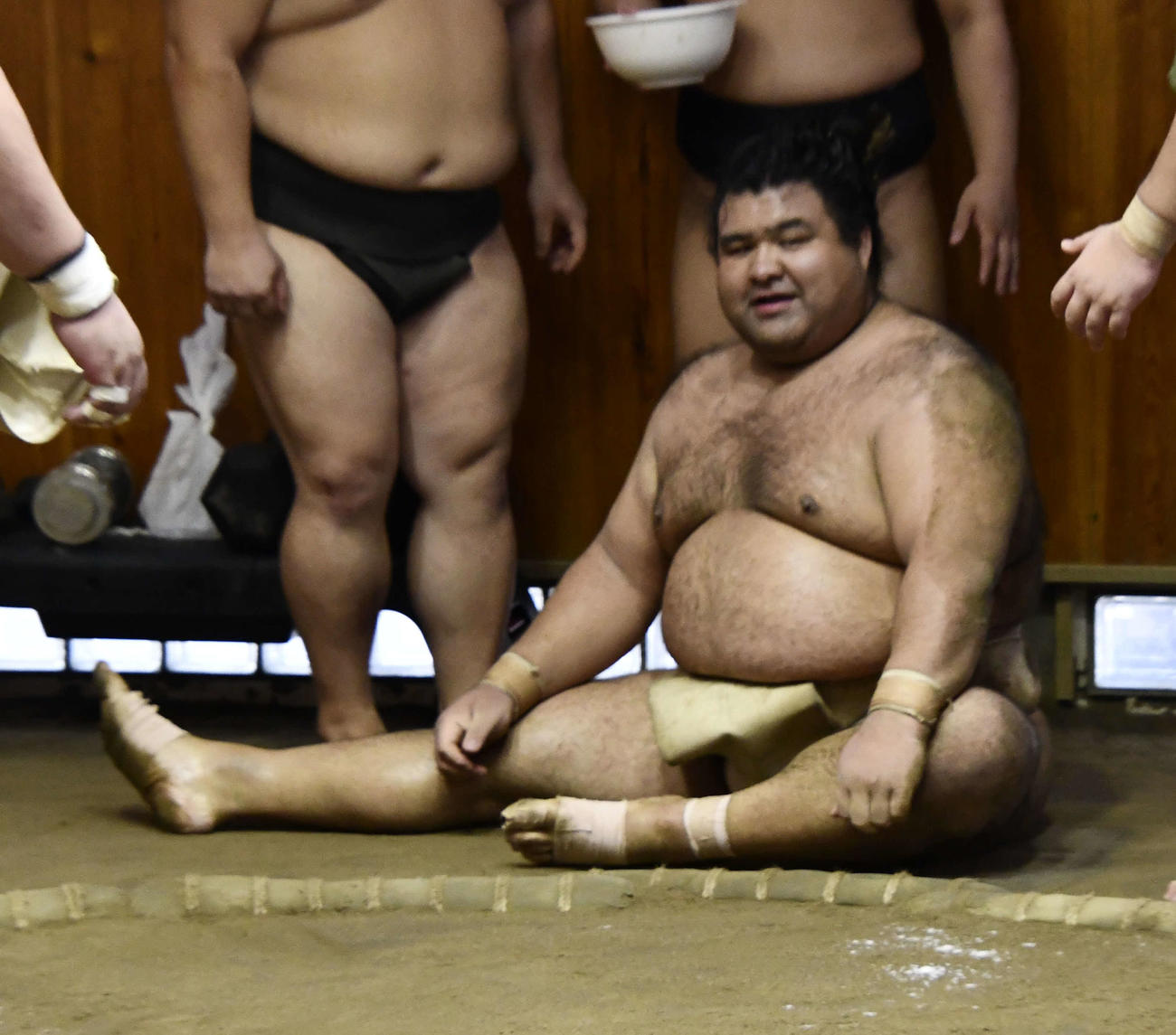 東京・立浪部屋に出稽古へ訪れた高安（代表撮影）