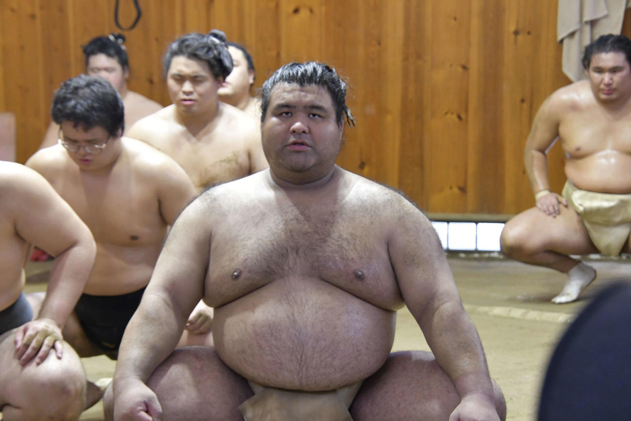 東京・立浪部屋に出稽古へ訪れた高安（代表撮影）