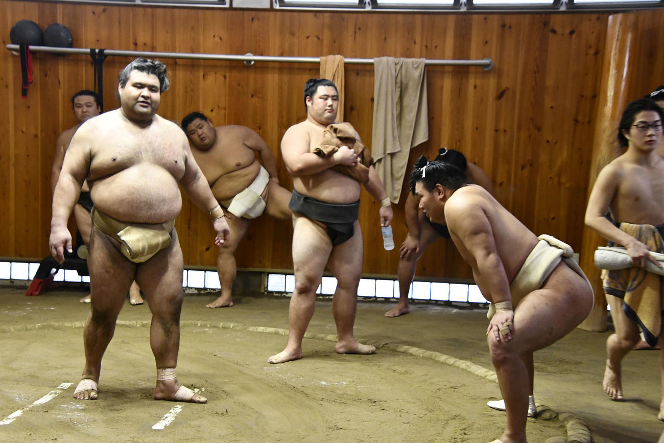 高安（左）と豊昇龍（代表撮影）