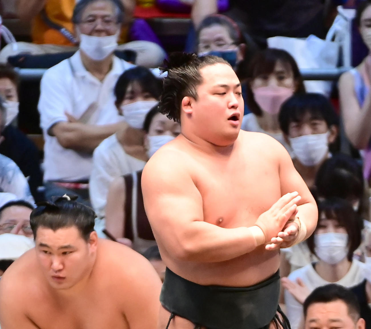 名古屋場所千秋楽で豊昇龍を破り10勝目を挙げた翠富士（2022年7月24日撮影）