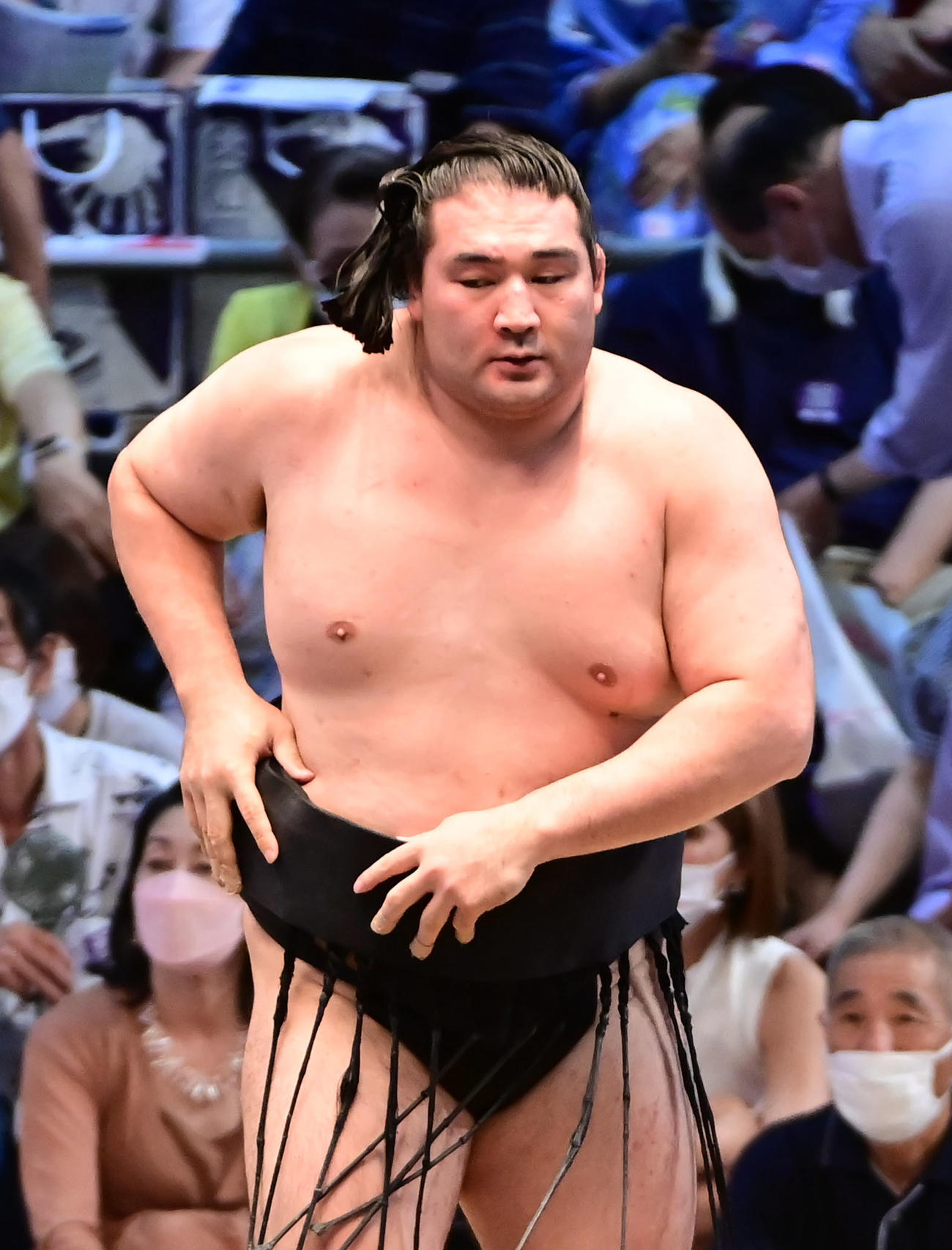 名古屋場所14日目、十両優勝を決めた竜電（2022年7月23日撮影）
