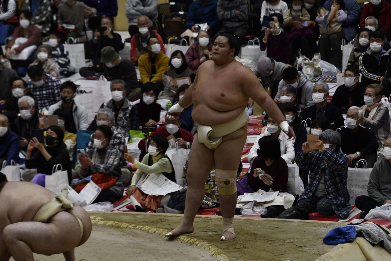 稽古に参加する琴ノ若（撮影・平山連）