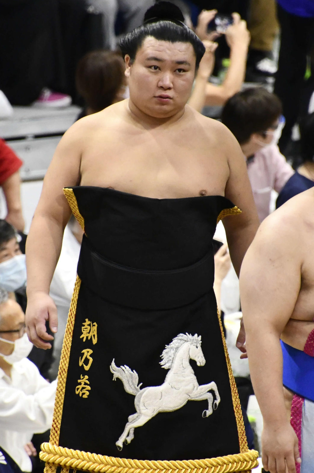 秋巡業で土俵入りを行う朝乃若