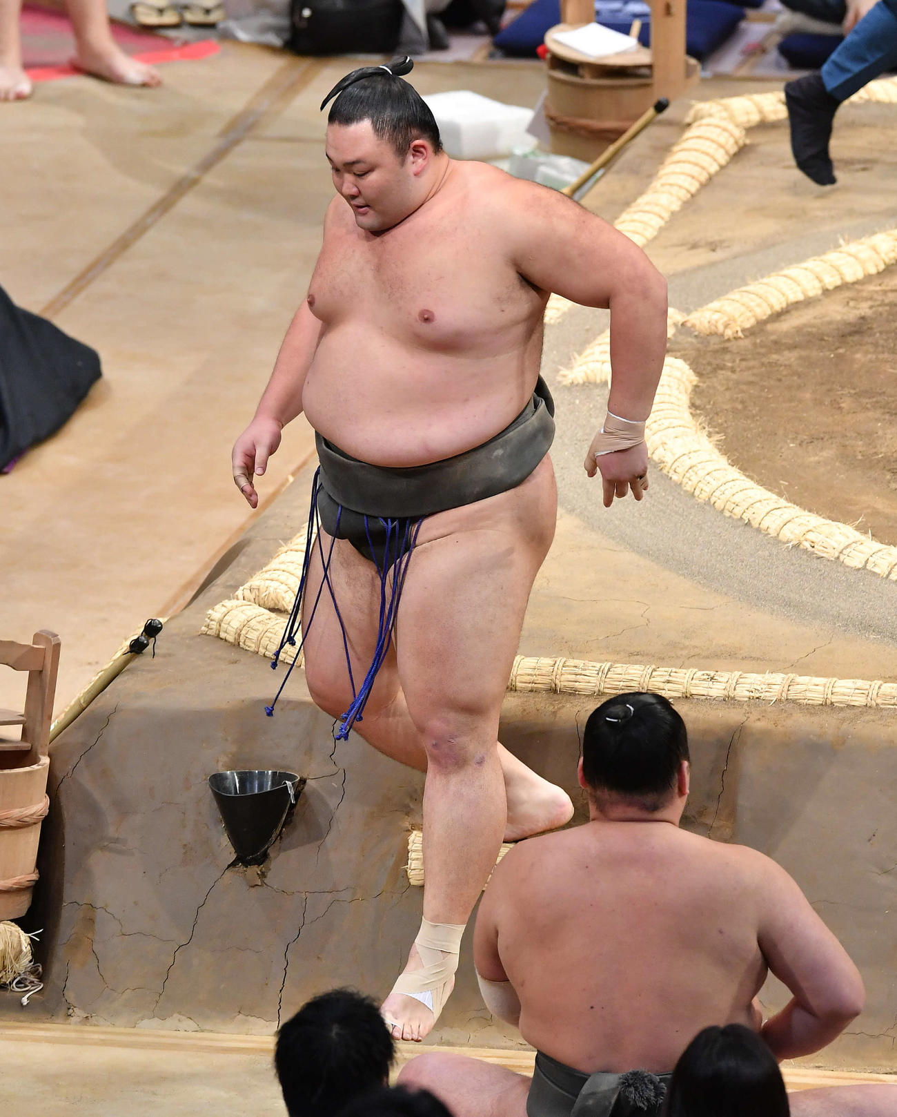大成龍を寄り切りで破った朝乃山（撮影・岩下翔太）