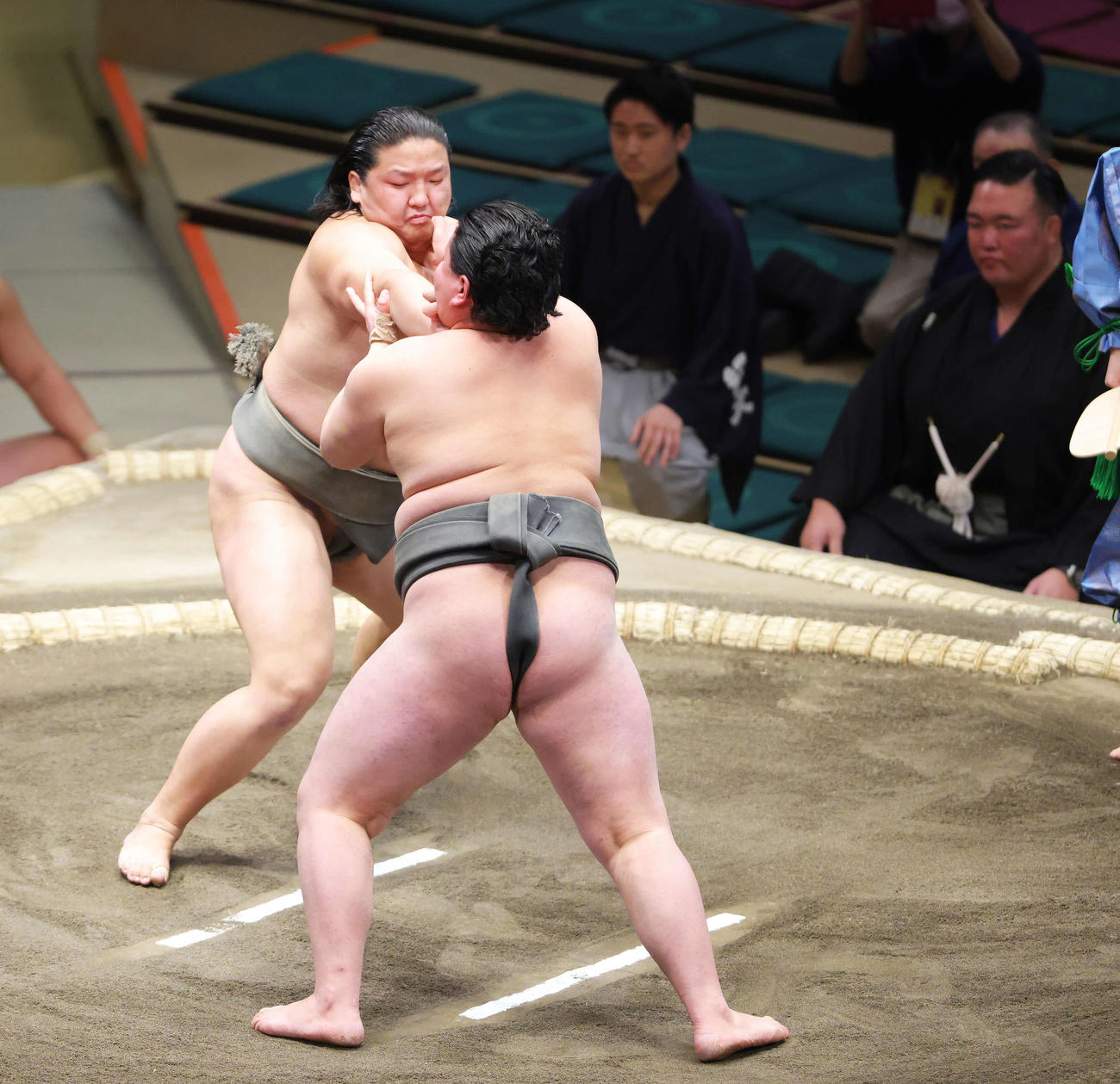 前相撲に臨む朝白龍（撮影・河田真司）