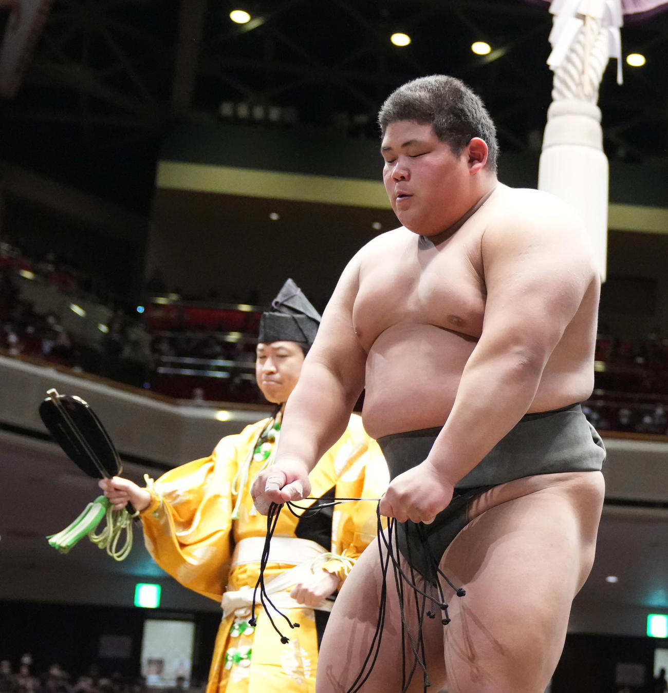 幕下優勝を決めた落合（撮影・小沢裕）