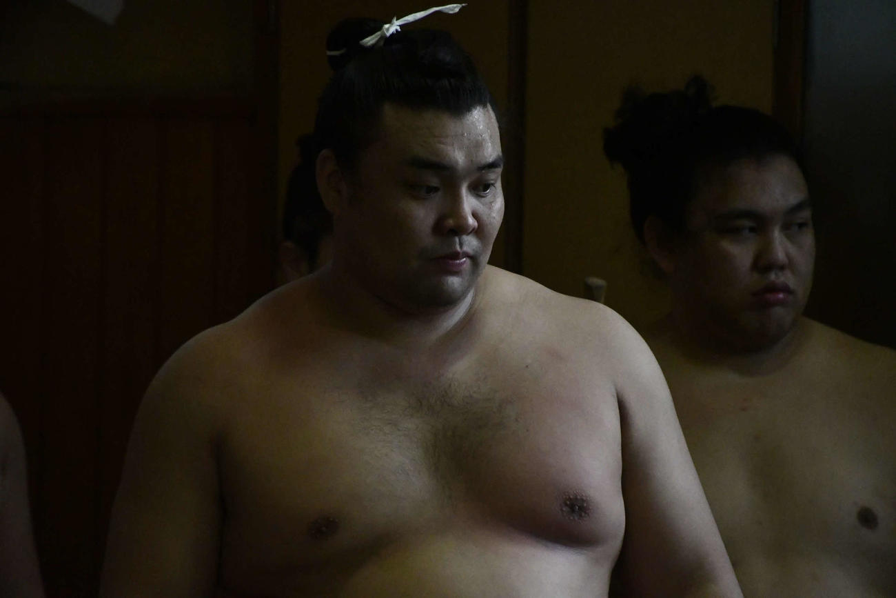 高砂部屋に出稽古に訪れた霧馬山（撮影・平山連）