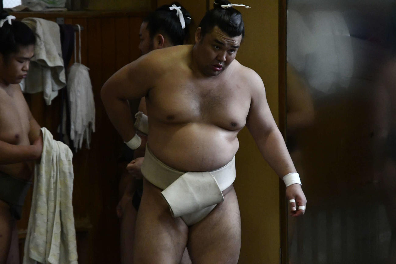 高砂部屋に出稽古に訪れた霧馬山（撮影・平山連）