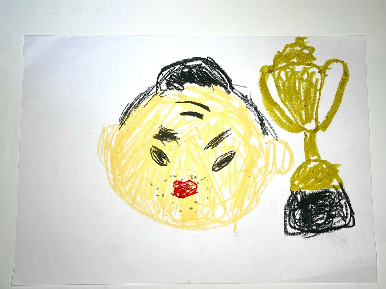 玉鷲の長男・テルムンくん（7）が描いた父親の似顔絵