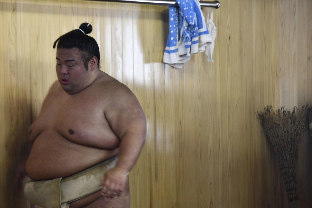 稽古場に姿を見せた貴景勝（撮影・平山連）