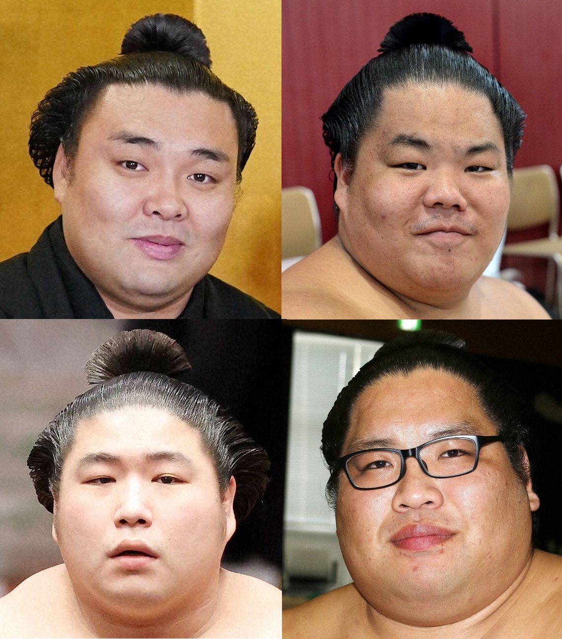 左上から時計回りに霧島、大栄翔、錦木、若元春