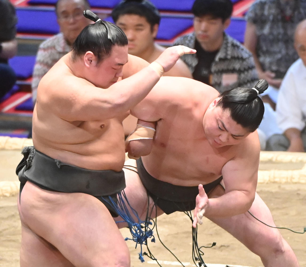時疾風（右）は栃清龍に果敢に攻める（撮影・森本幸一）