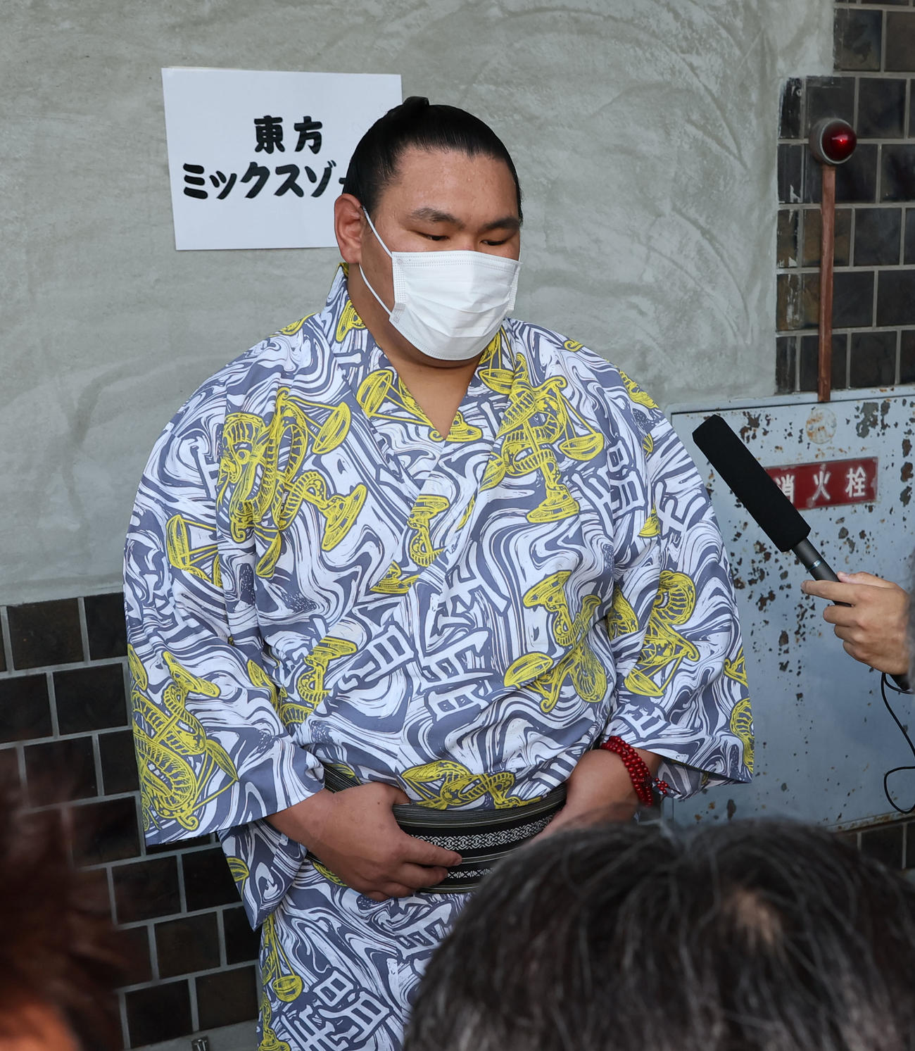 取り組み終了後、取材に応じる豊昇龍（代表撮影）
