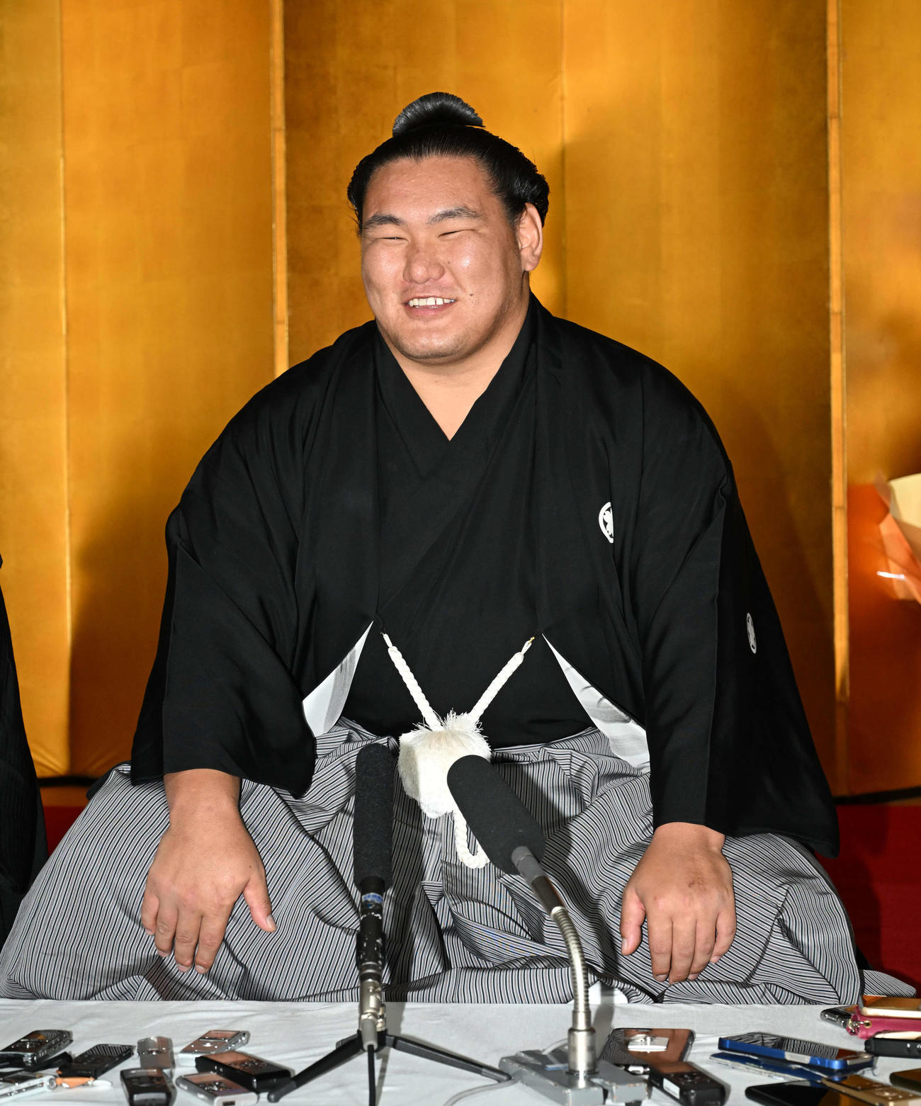 大関昇進の伝達式を終え、記者会見する豊昇龍（代表撮影）