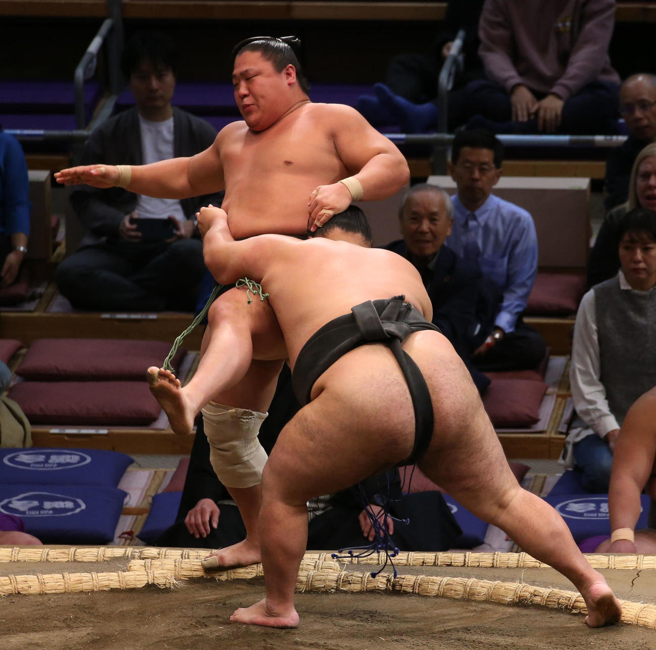 大相撲九州場所初日　嘉陽は送り出しで若隆景を破る（撮影・冨田成美）