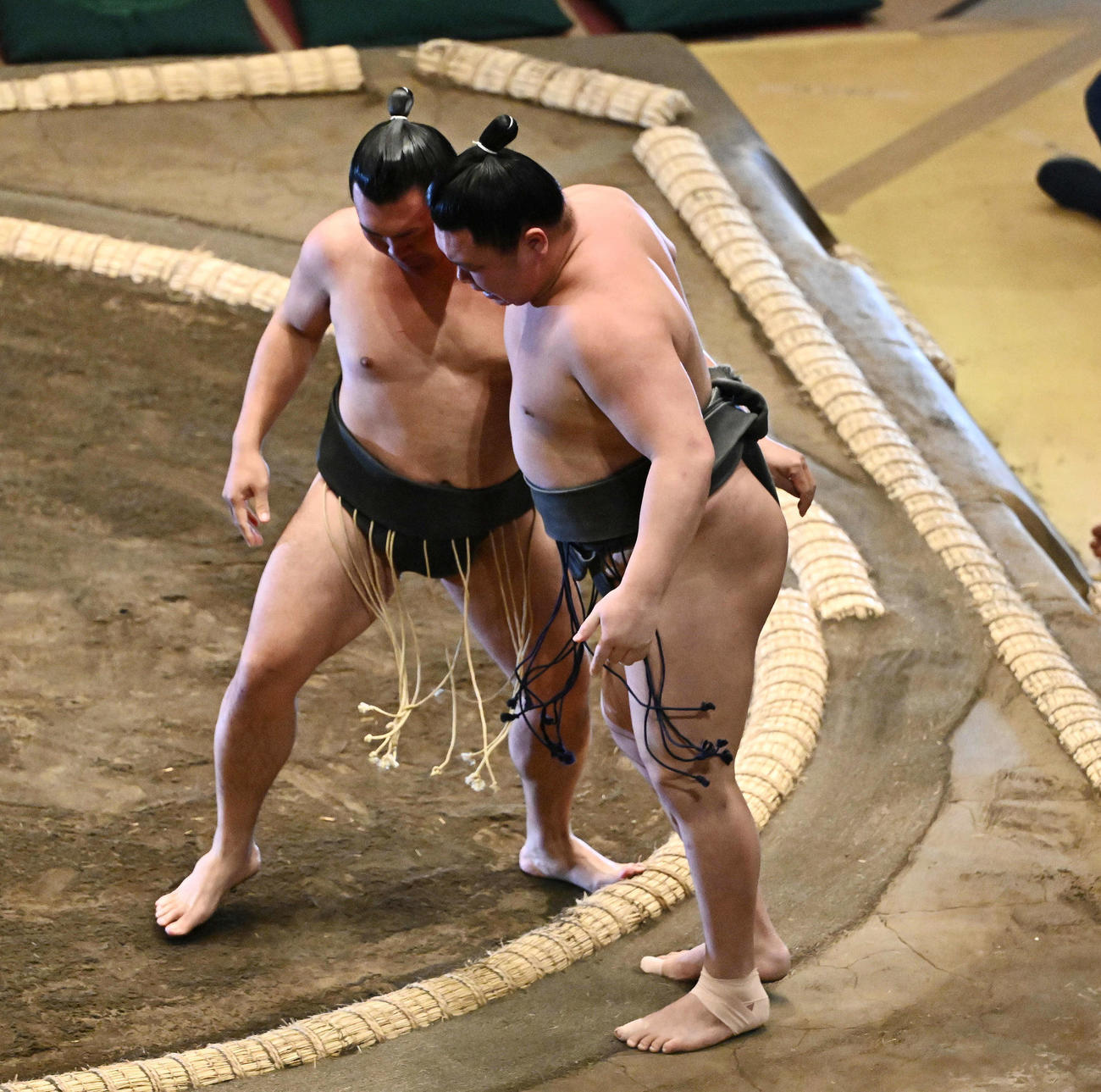 照強（左）に敗れた朝乃若（撮影・滝沢徹郎）