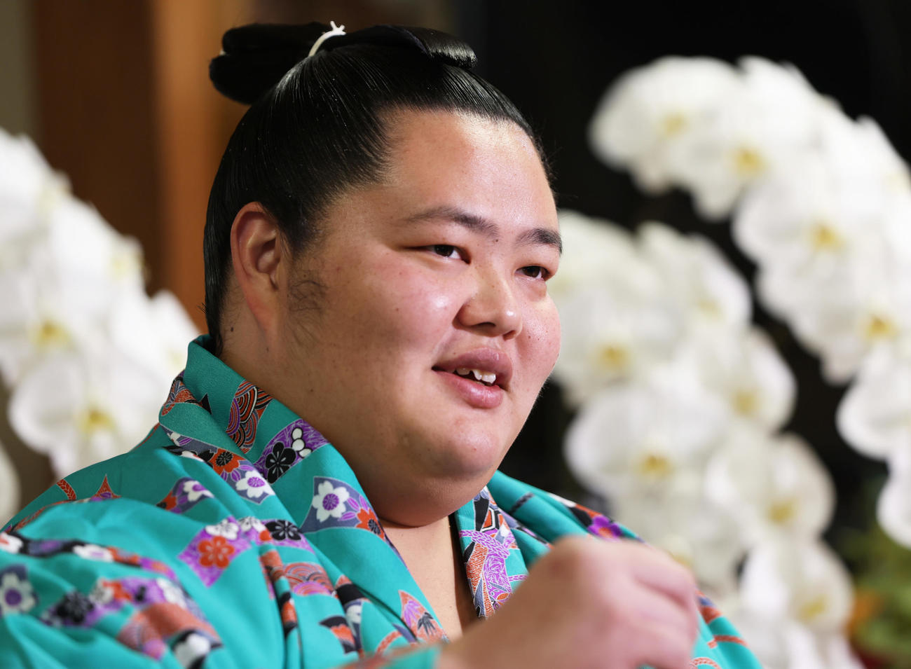 大相撲初場所千秋楽から一夜明け、笑顔で記者会見する琴ノ若（代表撮影）