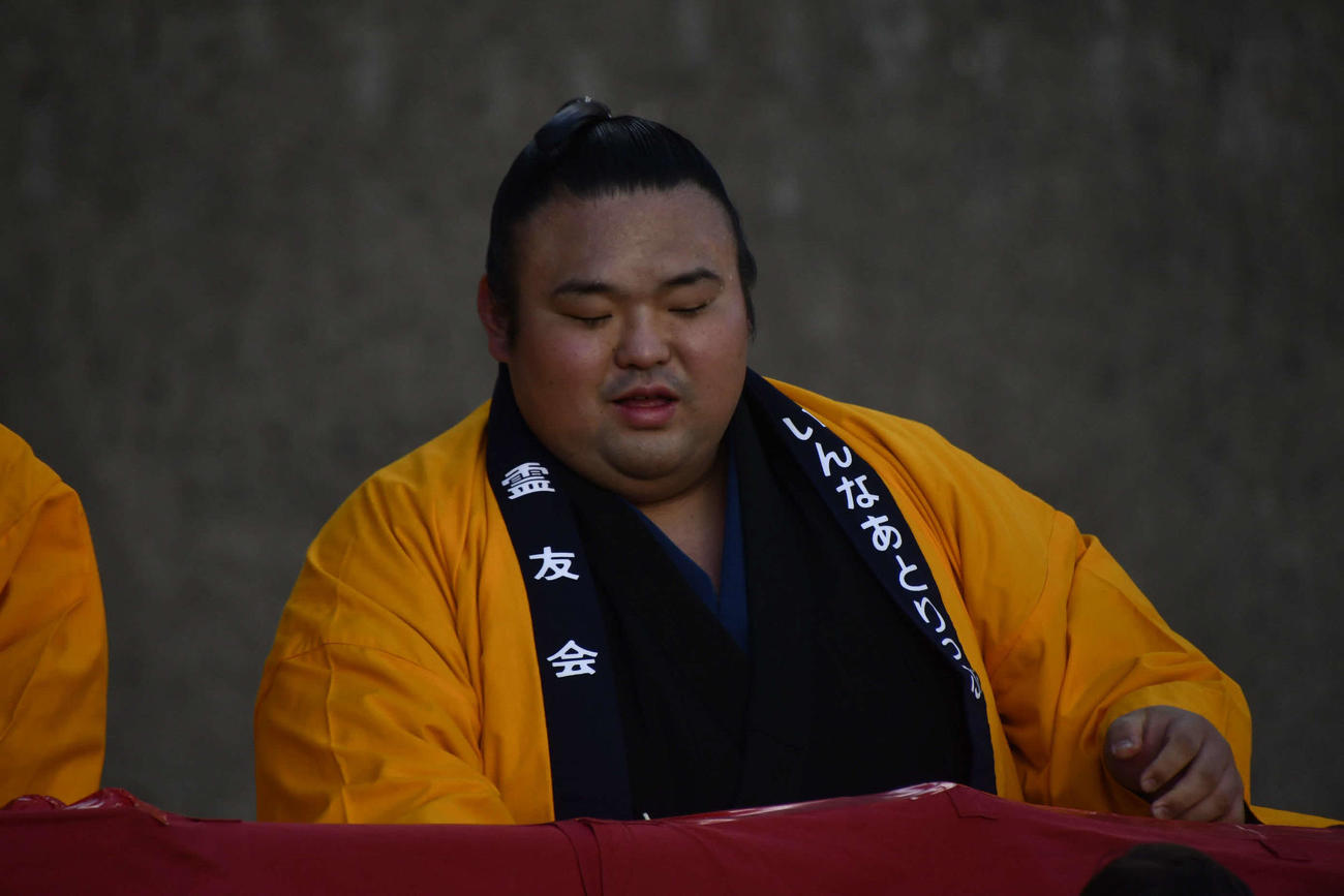 東京・霊友会釈迦（しゃか）殿での節分会に参加した大関貴景勝（撮影・平山連）