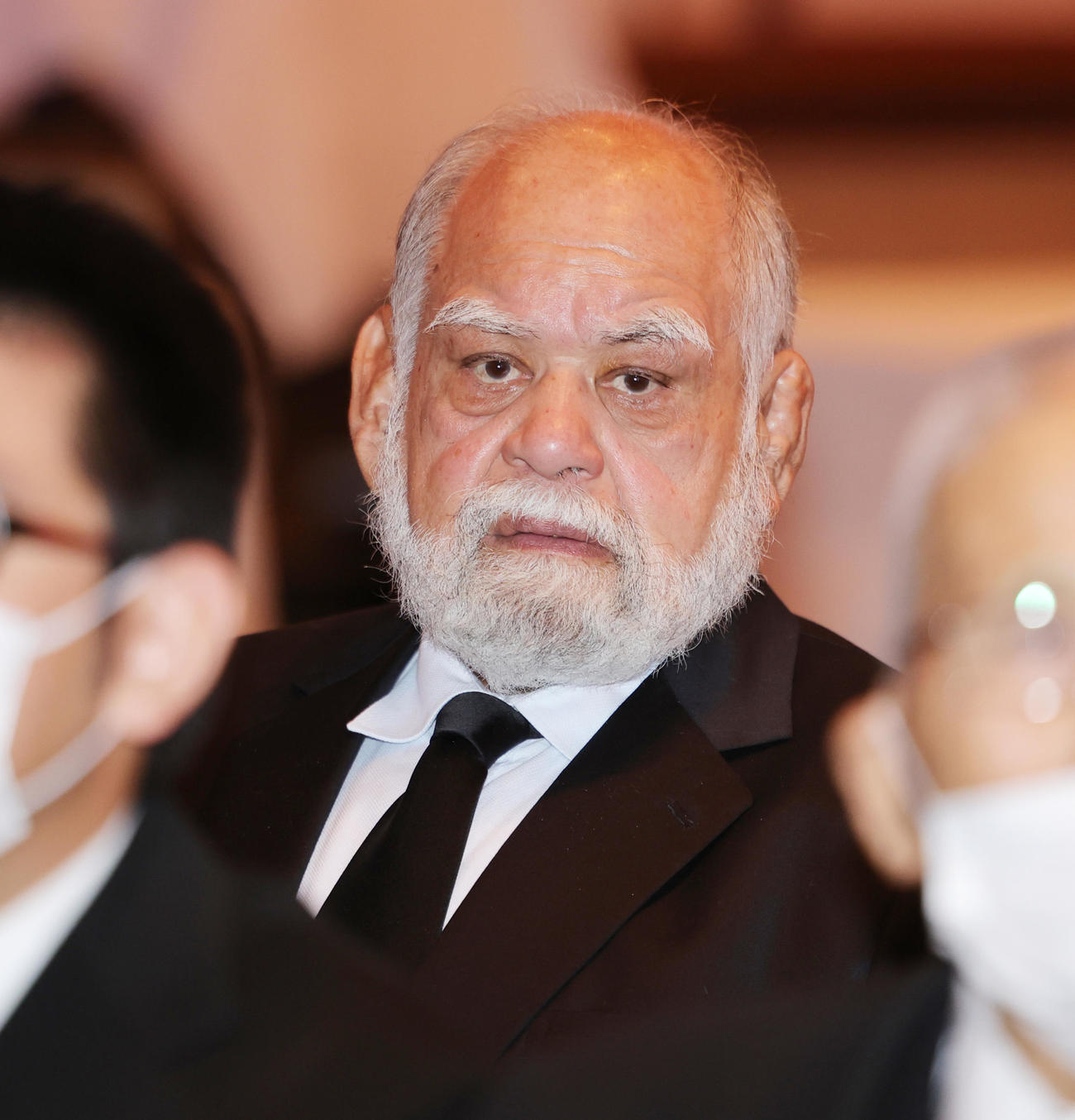 先代高砂親方（元大関朝潮）の長岡末弘さんのお別れの会に参列した元関脇高見山の渡辺大五郎氏（撮影・野上伸悟）