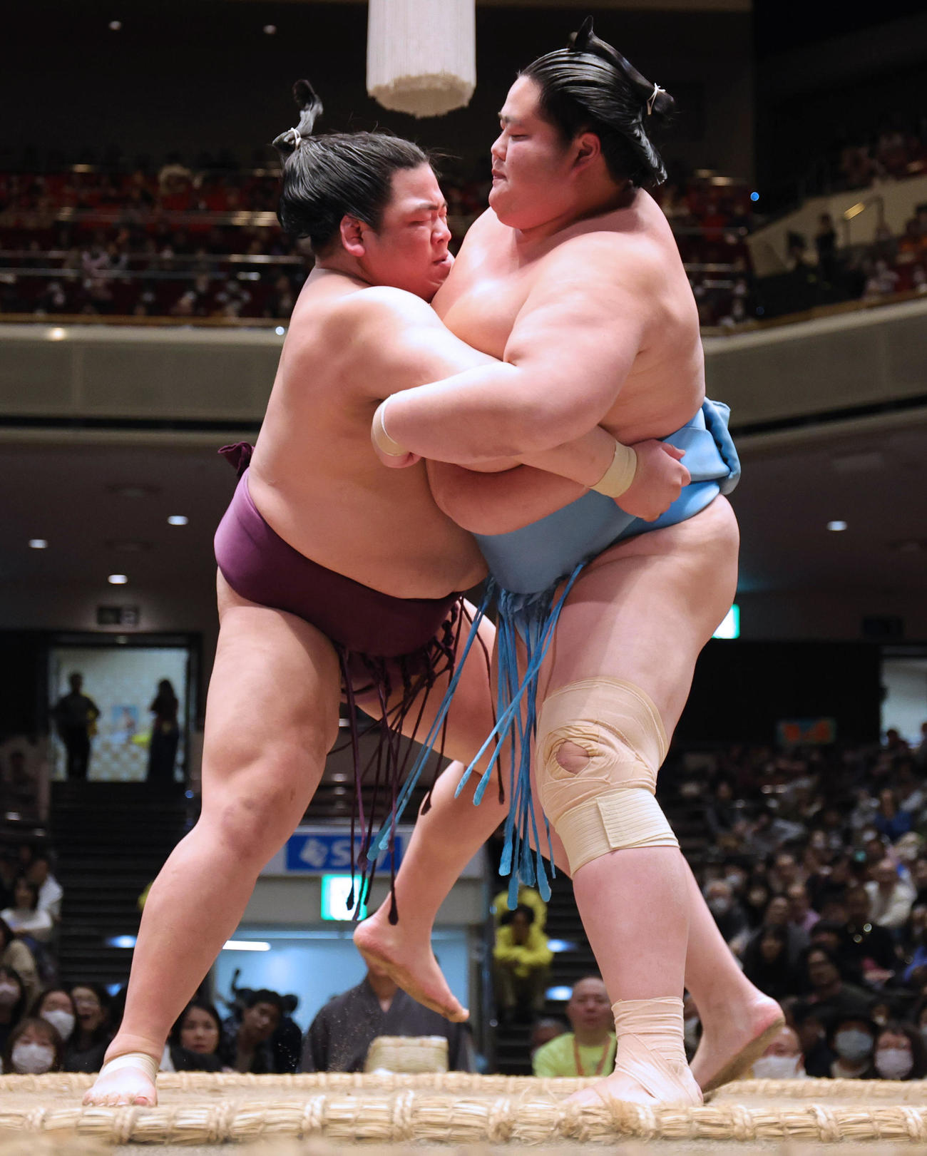 4回戦で琴ノ若（右）を上手投げで破った破る平戸海（撮影・野上伸悟）