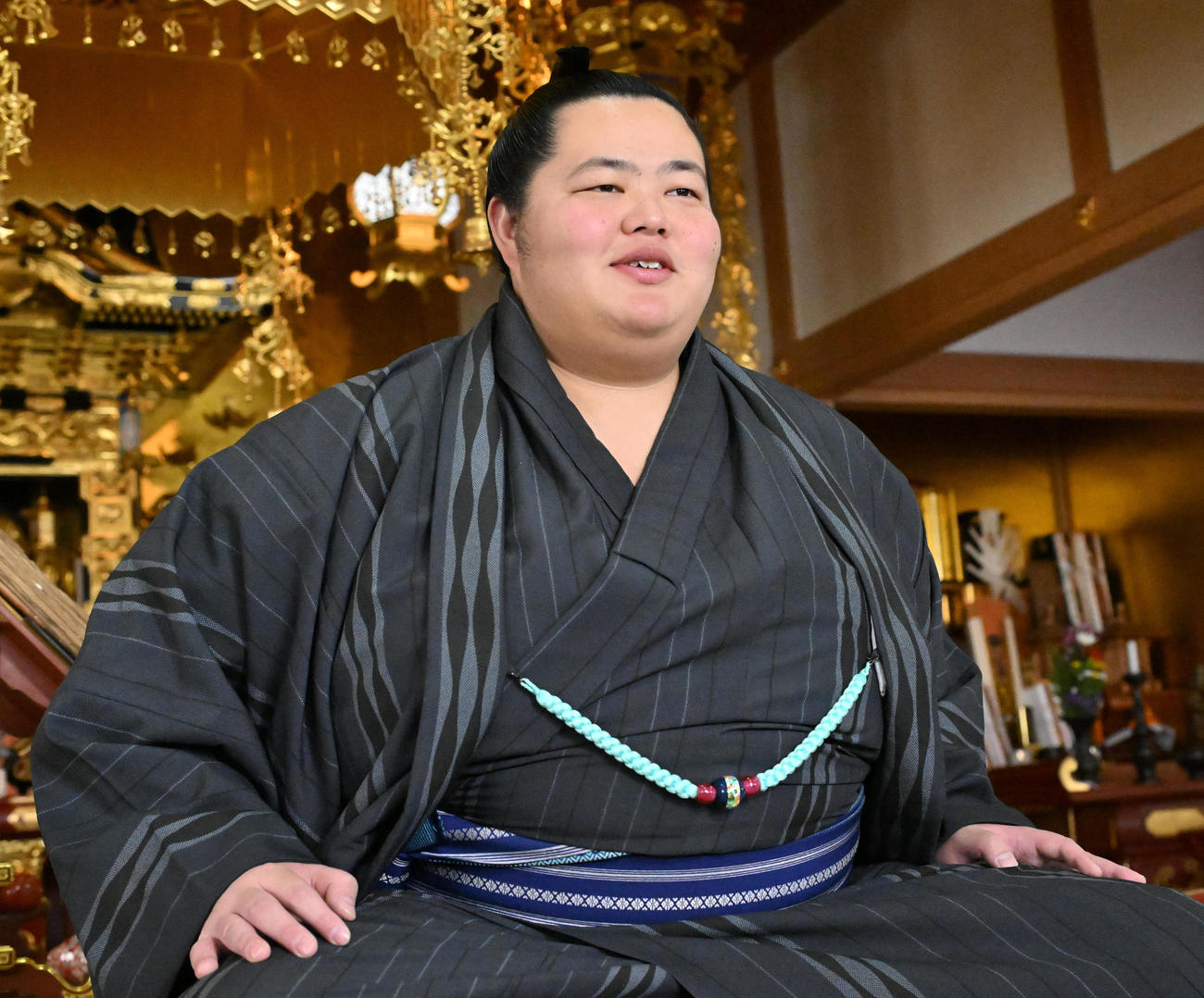 番付が発表され、会見に臨む琴ノ若（撮影・石井愛子）