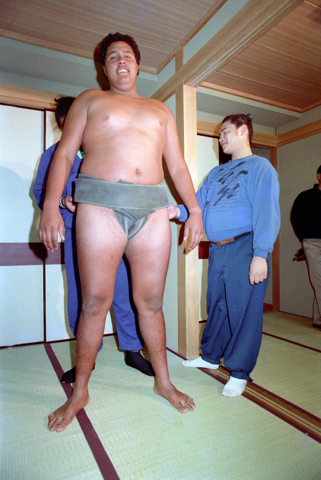88年2月、東関部屋に入門した203センチ160キロのチャド・ローエン、のちの曙太郎さん（1988年2月10日）