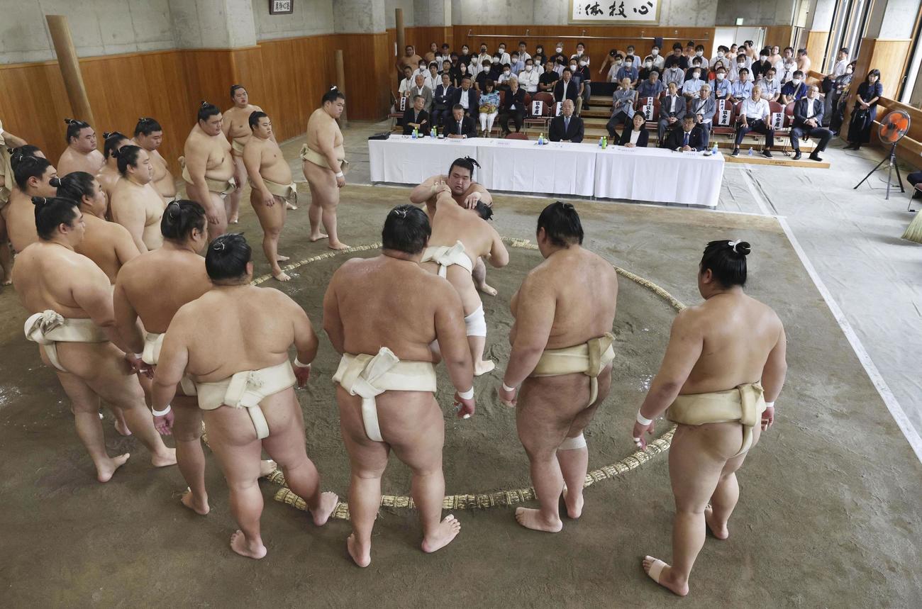 両国国技館で行われた横綱審議委員会の稽古総見（代表撮影＝共同）