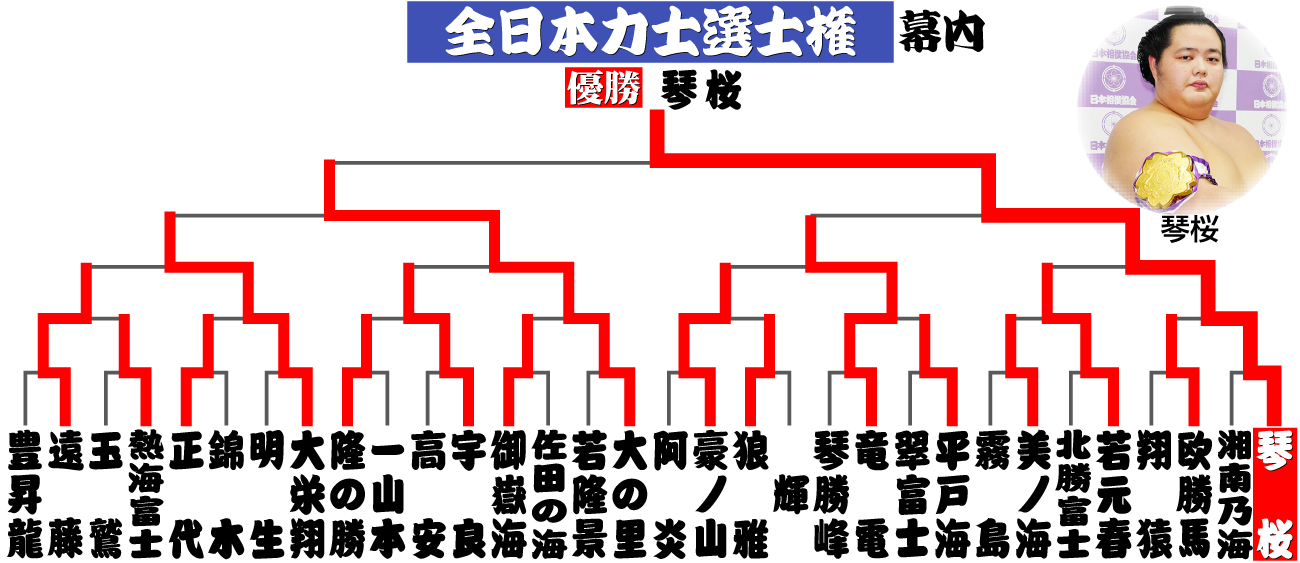 【イラスト】全日本力士選手権　幕内の結果