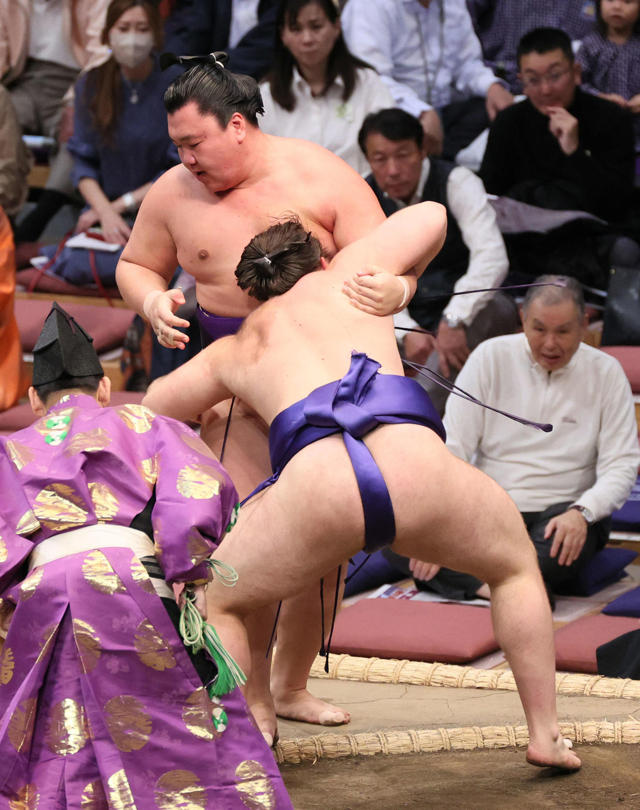 大相撲九州場所　2日目　安青錦は寄り切りで大青山を破る（撮影・加藤孝規）