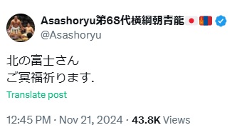 元朝青龍のXから