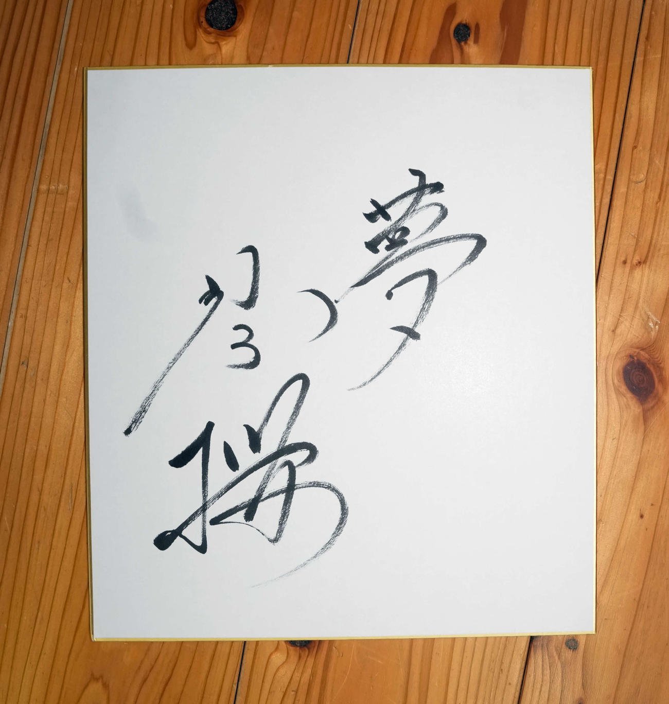 今年の漢字を「夢」としたためた琴桜