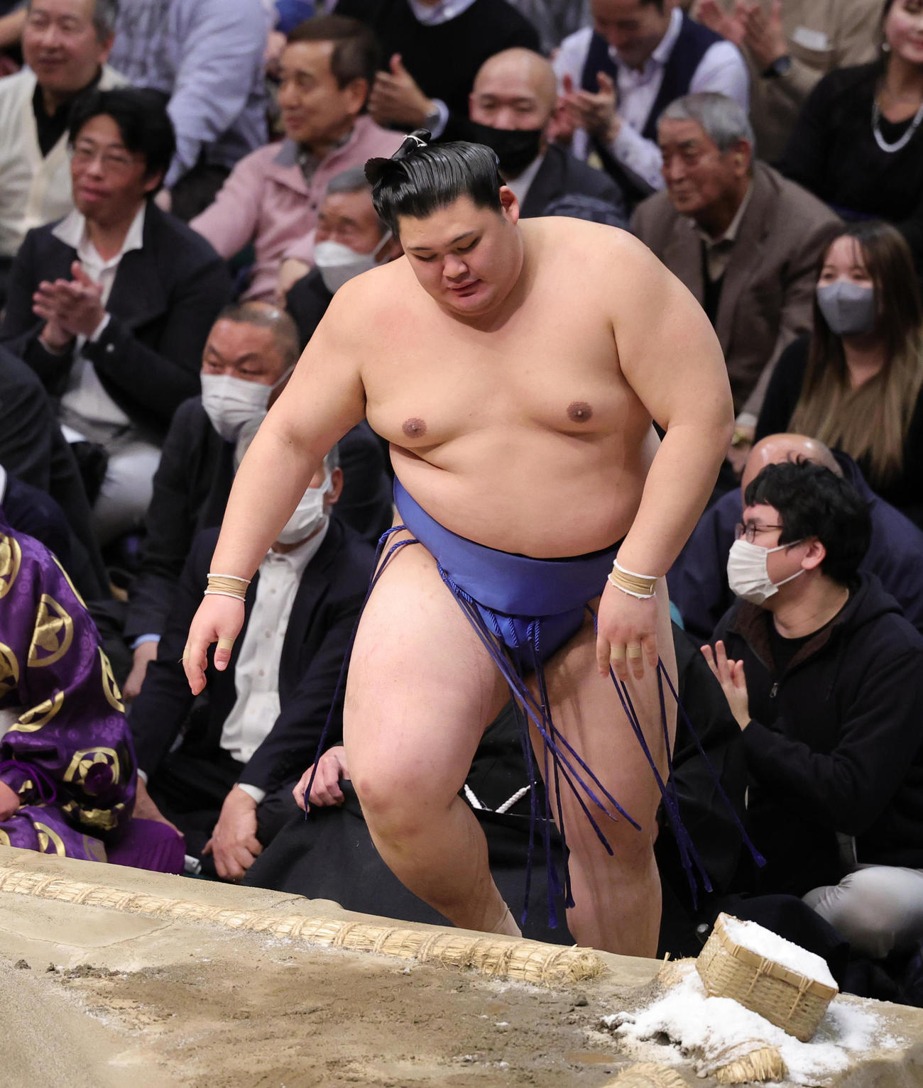 金峰山に敗れた大の里（撮影・野上伸悟）