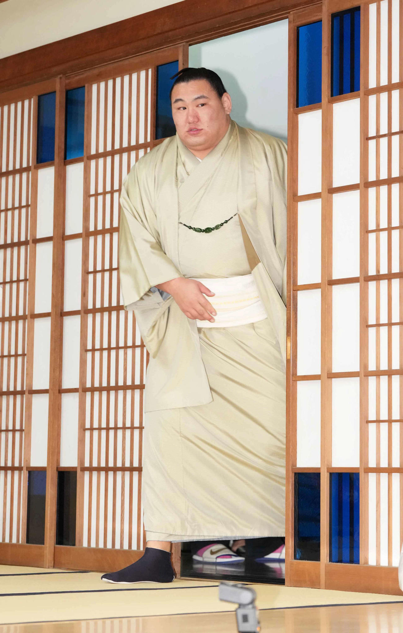 優勝一夜明け会見に臨む豊昇龍（撮影・小沢裕）