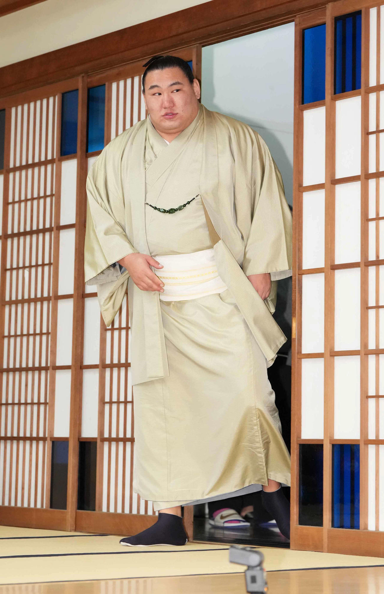優勝一夜明け会見に臨む豊昇龍（撮影・小沢裕）